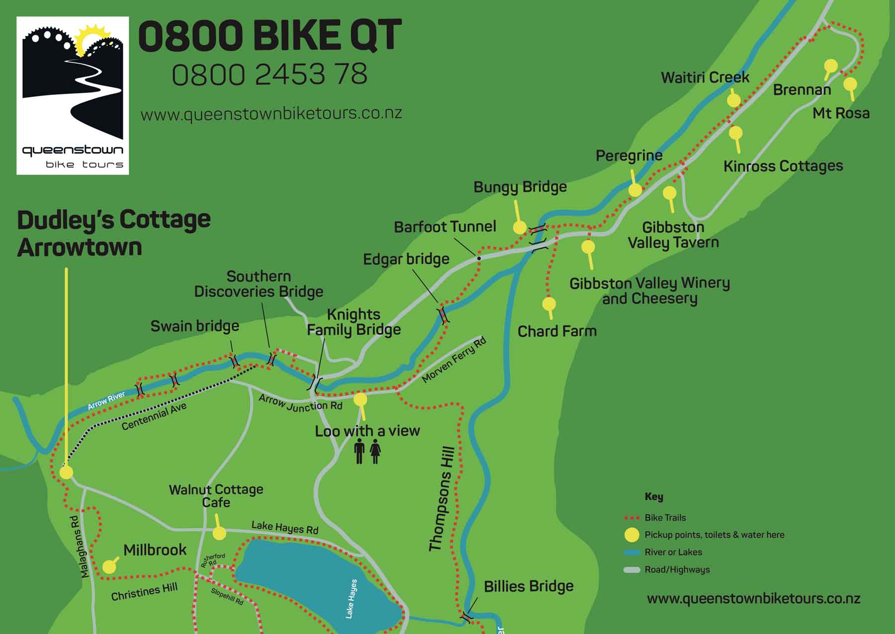 Queenstown Bike Tours Arrowtown Map v2